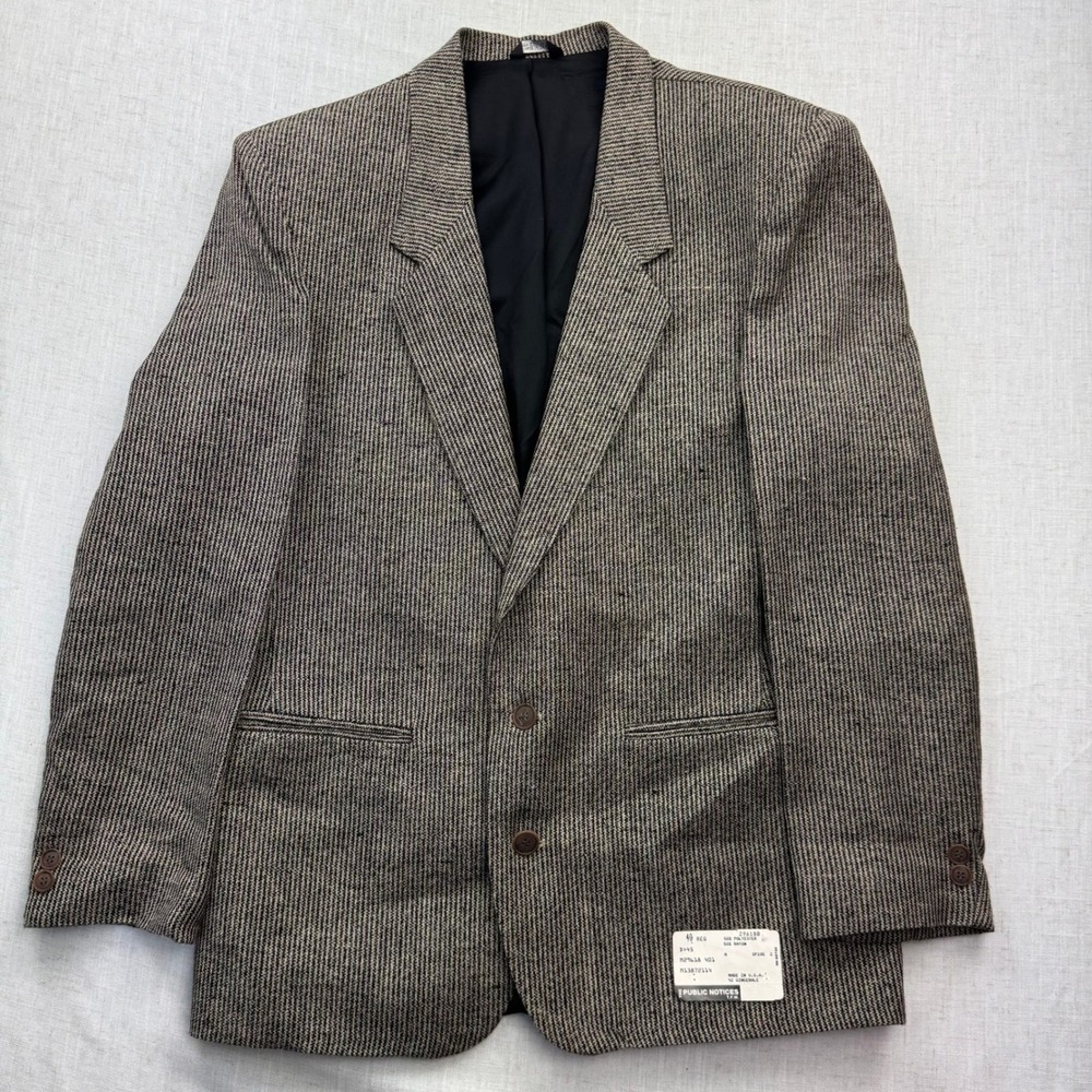 Public Notices Blazer Mens 40 Reg Gingerale Black Stripe VTG Made USA Coat 80s